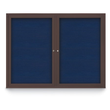United Visual Products 48"x36" 2-Door Enclosed Outdoor Letterboard, Blue Felt/Bronze UV1161D-BRONZE-BLUE